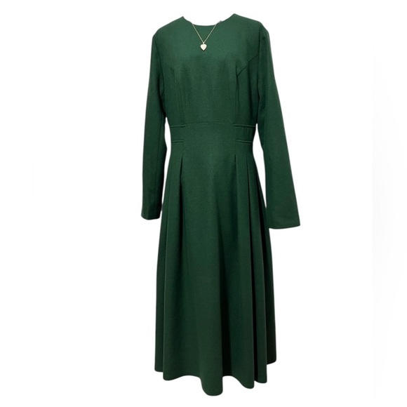 Xiaolizi Wool Blend Fit & Flare Green Long Sleeve Dress Size S - Picture 7 of 9